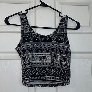 Black Aztec crop top. Size M